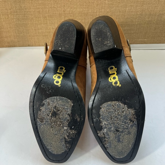 Dingo Western Ankle Boot Pull On Bootie Brown Suede Buckle Strap size 8 M - Picture 13 of 13